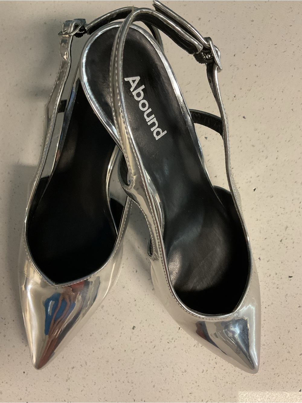 Abound Metallic Silver Pointed Slingback Heels 8M